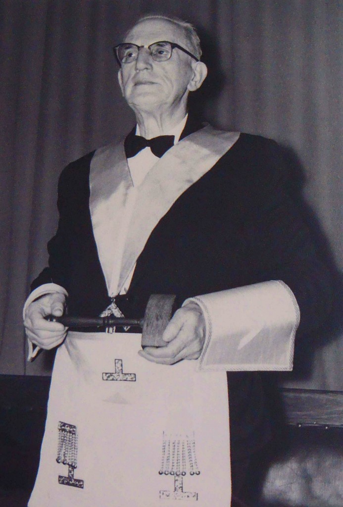 William Bruce Powel, of Powel's Mens' Wear, in Masonic regalia, circa 1958